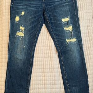 Express Mid-Rise Skinny Stretch Distressed Jeans Size 8R